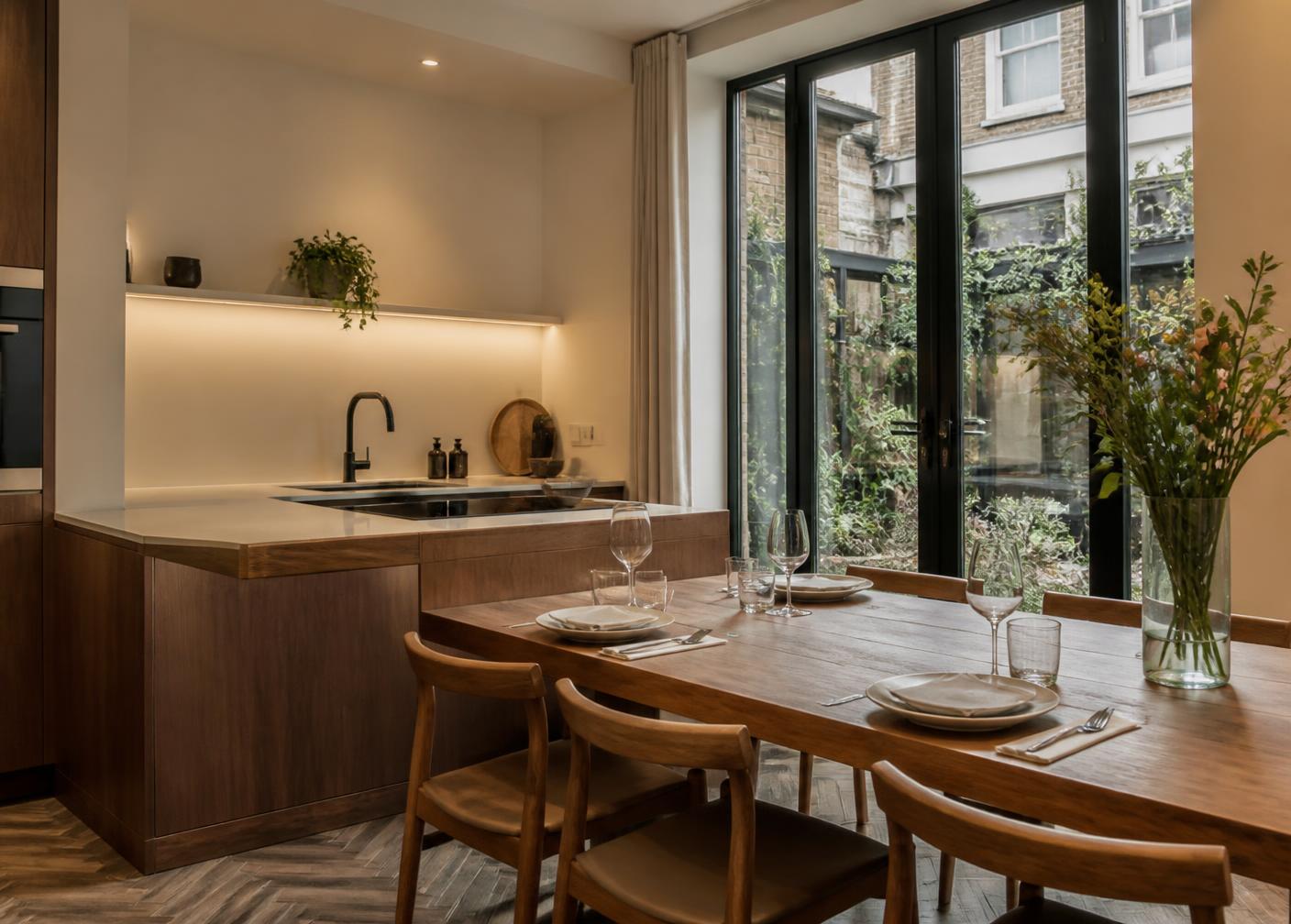 Keuken met aangrenzende eettafel